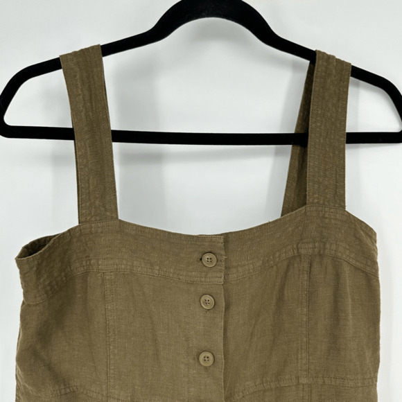 WRAP London Linen Jumpsuit Overall Wide Leg Crop Size 4 Rustic Green Lagenlook - Picture 8 of 12